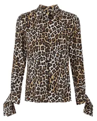 Elisabetta Franchi Georgette-Hemd mit Leoparden-Print Braun