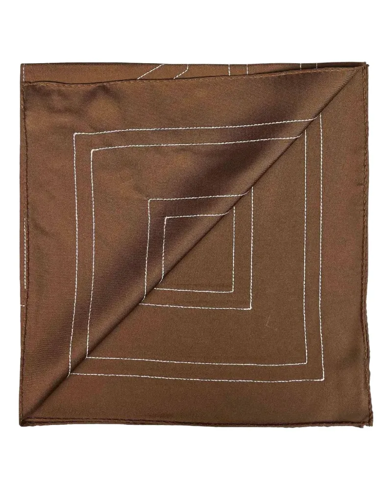 Totême monogram-embroidered silk scarf - Braun Braun