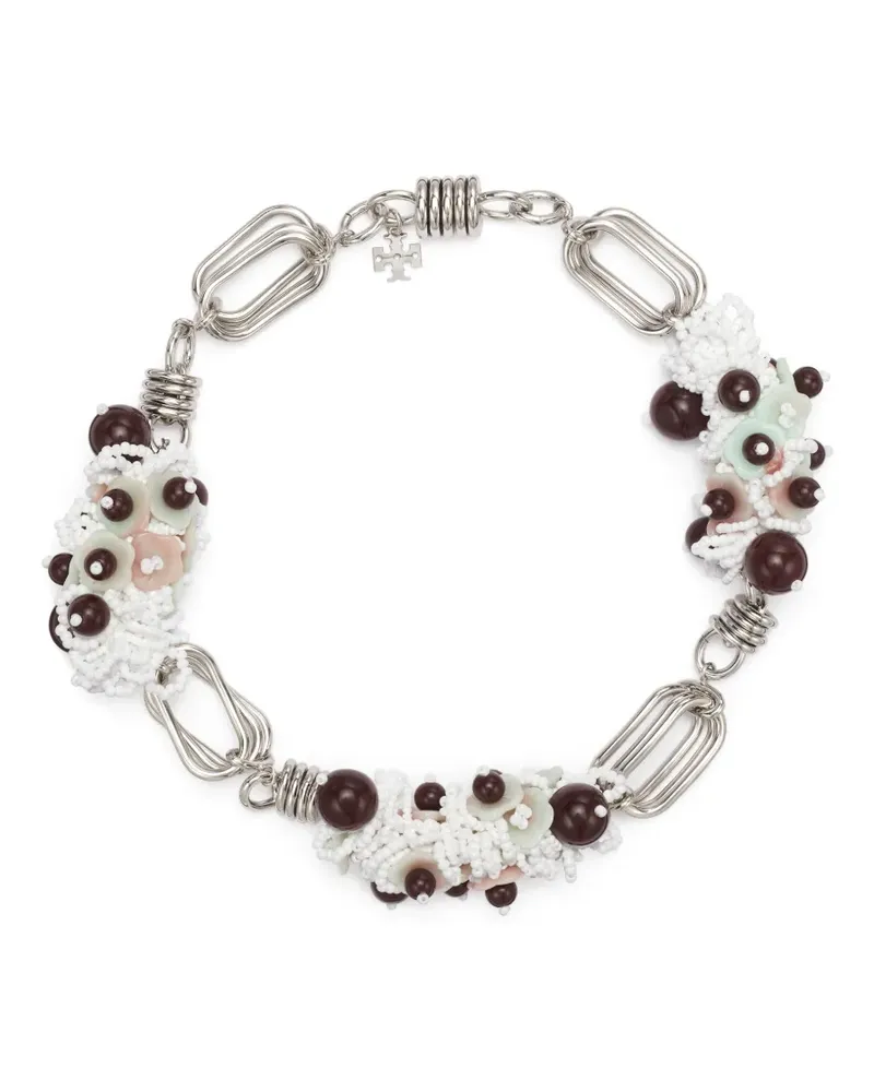 Tory Burch large runway beaded necklace - Silber Silber