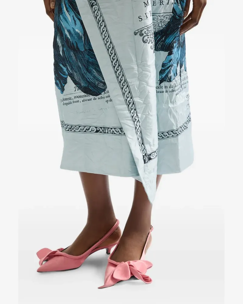 Erdem Drapierter Midirock mit Blumen - Blau Blau