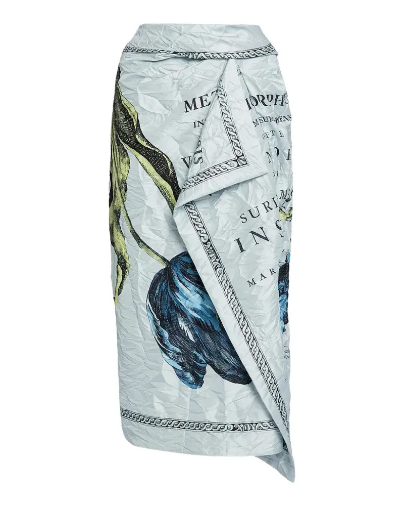 Erdem draped floral midi skirt - Blau Blau