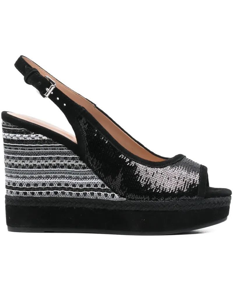 Geox 120mm Yulimar sequin-embellished wedged sandals - Schwarz Schwarz