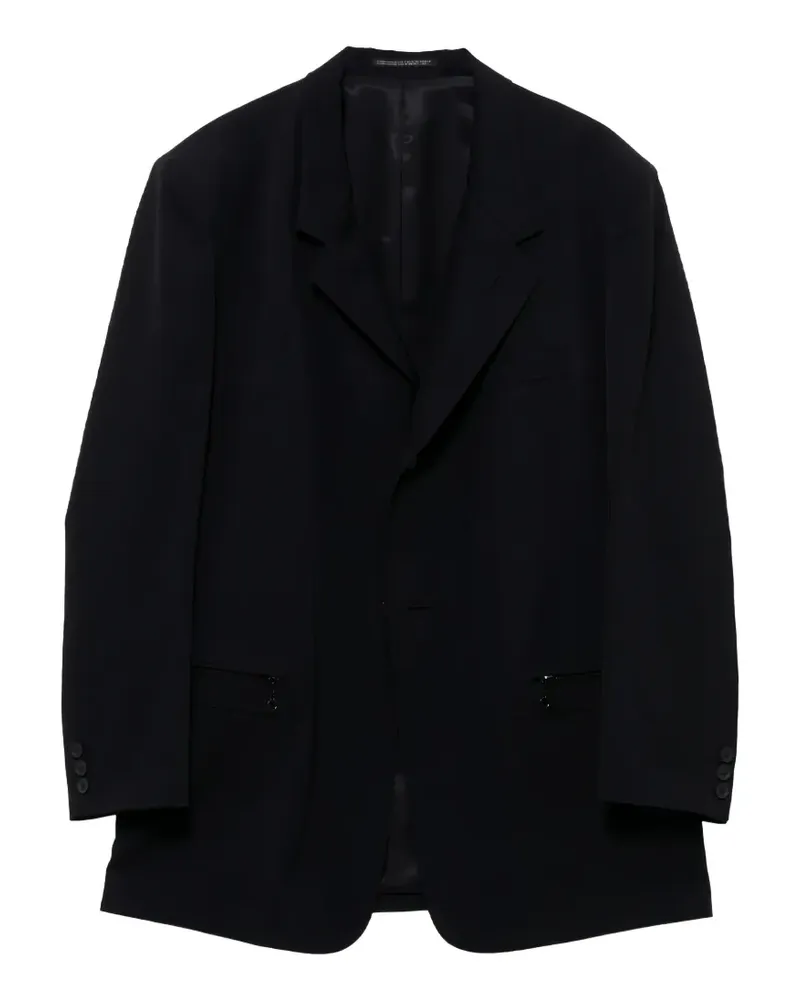 Yohji Yamamoto Nadelstreifen-Jacke mit fallendem Revers - Schwarz Schwarz