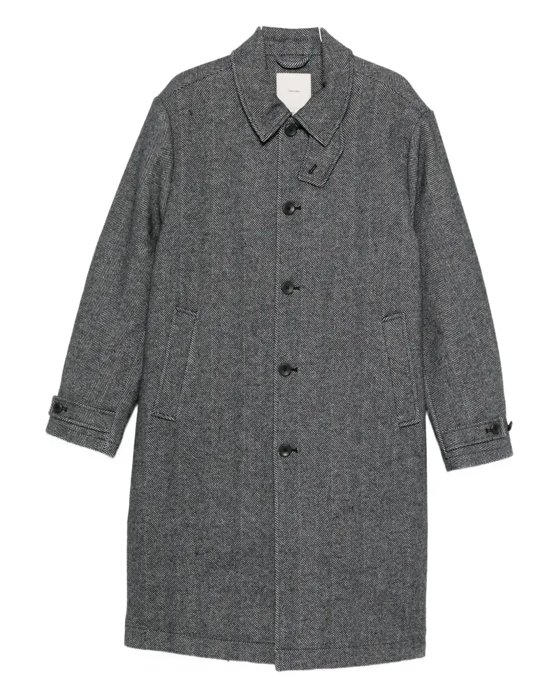 Calvin Klein single-breasted herringbone coat - Schwarz Schwarz