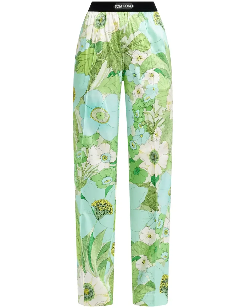Tom Ford Hose mit Blumen-Print - Grün Grün
