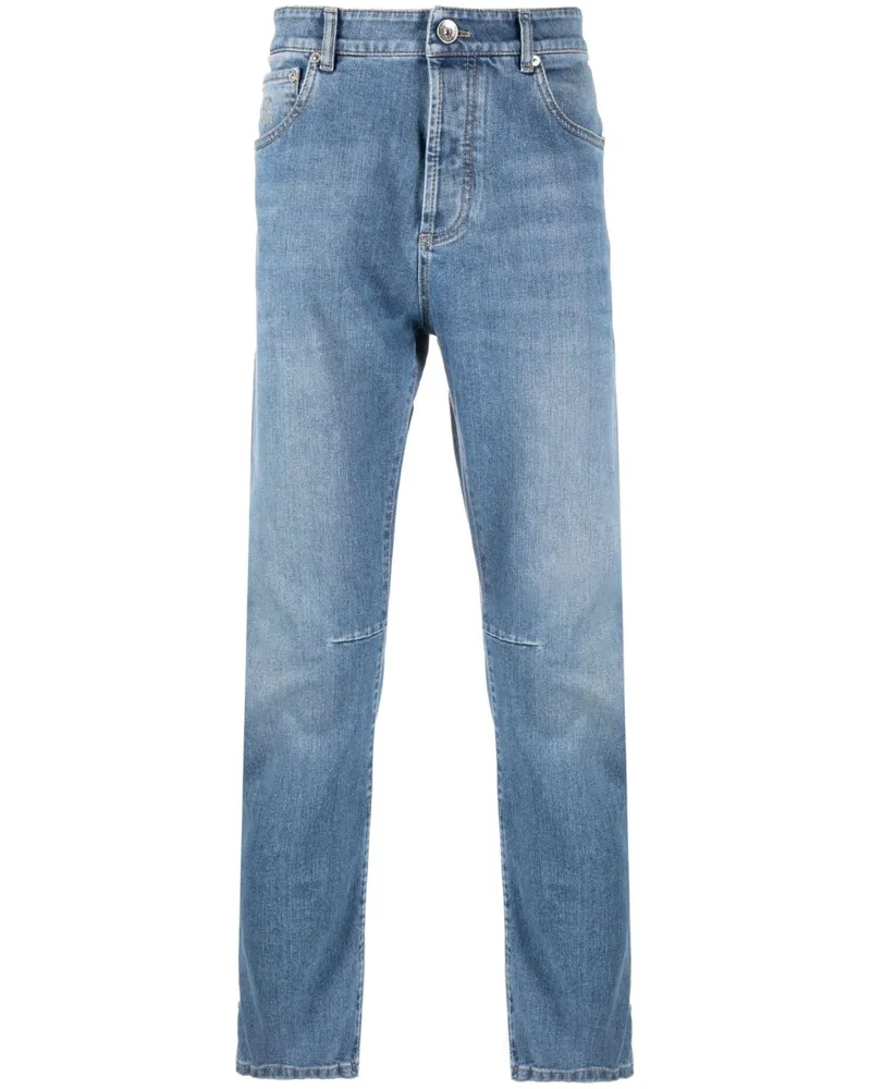 Brunello Cucinelli Tief sitzende Tapered-Jeans - Blau Blau