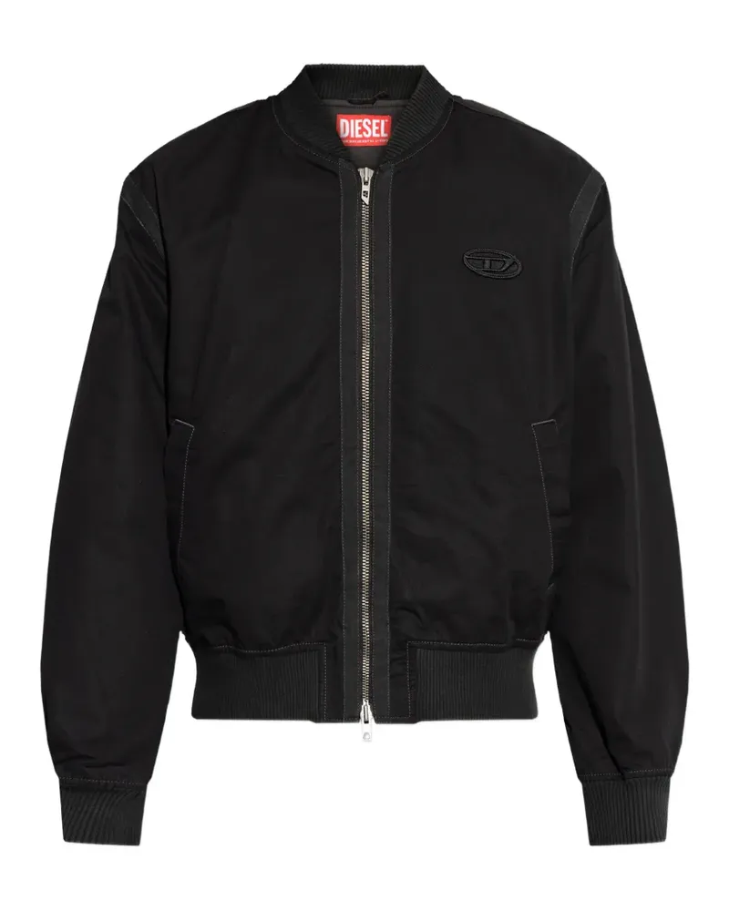 Diesel logo-patch bomber jacket - Schwarz Schwarz