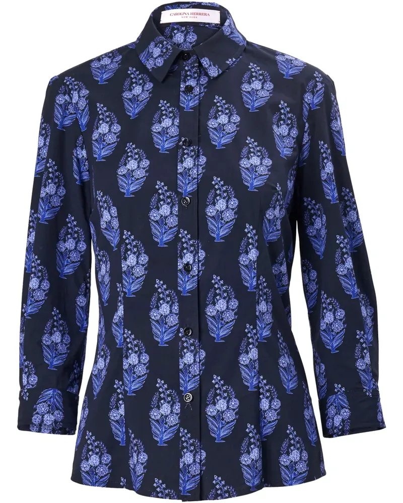 Carolina Herrera New York Hemd mit Blumen-Print - Blau Blau