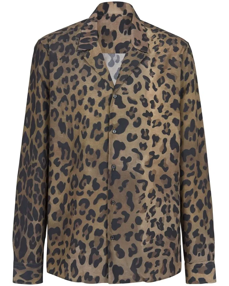 Balmain Hemd mit Leoparden-Print - Braun Braun