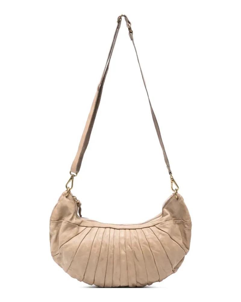 Campomaggi Luna pleated leather cross body bag - Nude Nude