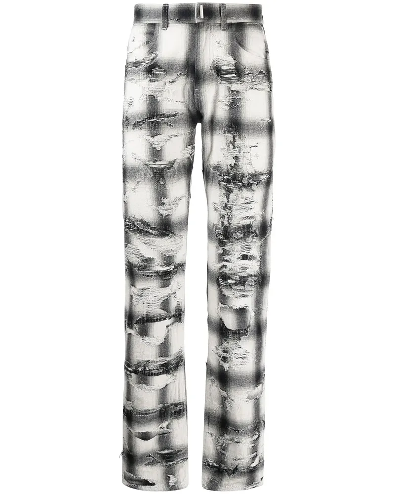 Givenchy Karierte Hose im Distressed-Look - Grau Grau