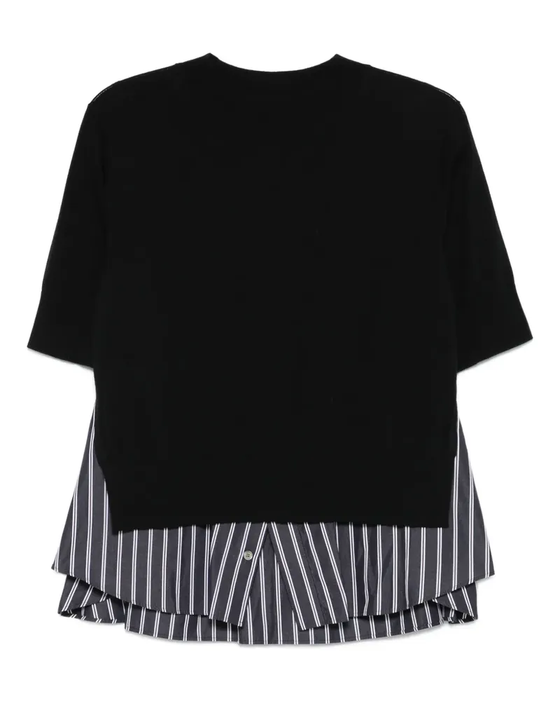 Sacai Gestreiftes Strickoberteil im Layering-Look - Schwarz Schwarz
