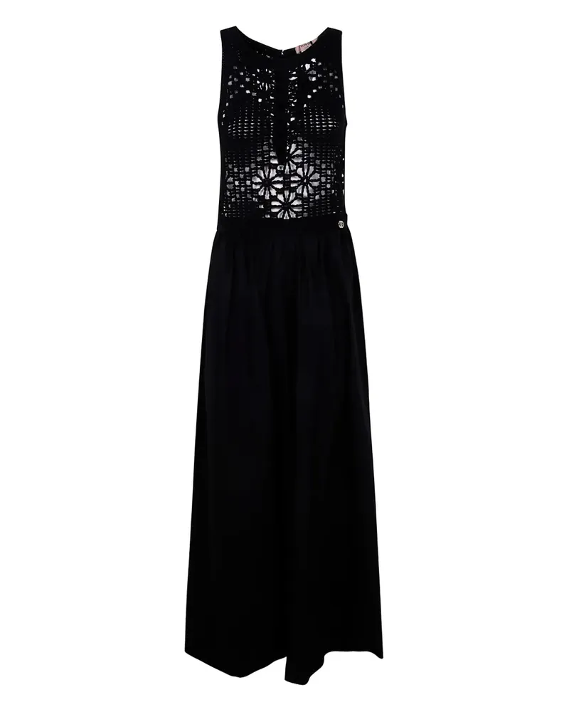 Twin-Set Kleid mit Häkeleinsatz - Schwarz Schwarz