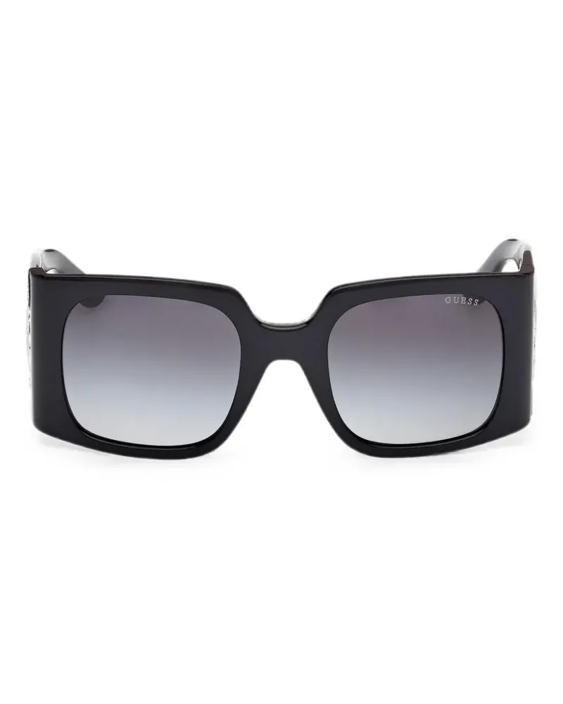 Guess Eckige Sonnenbrille mit Kristallen - Schwarz Schwarz