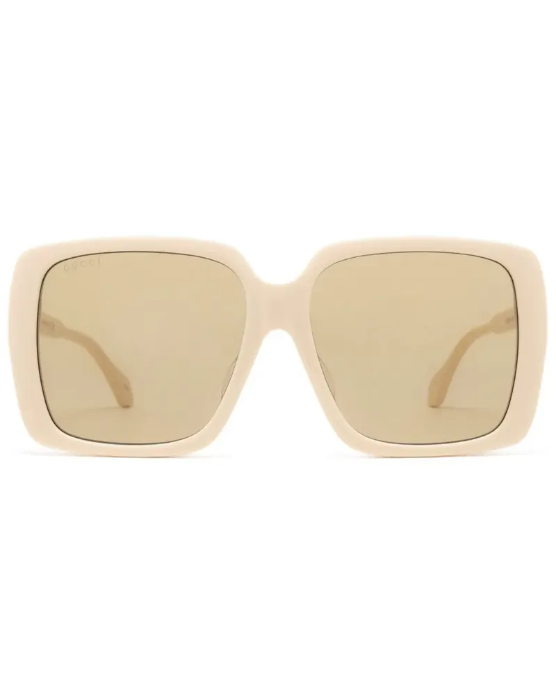 Gucci Sonnenbrille mit eckigem Gestell - Weiß Weiß