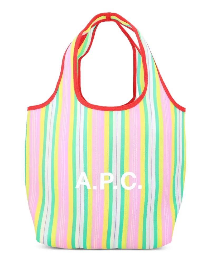 A.P.C. Ninon striped logo-print tote bag - Rosa Rosa