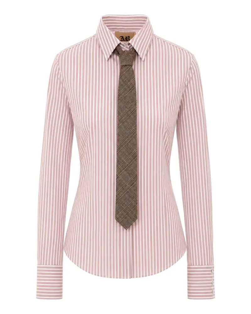 Aniye By Gestreiftes Ava Hemd mit Schluppe - Rosa Rosa