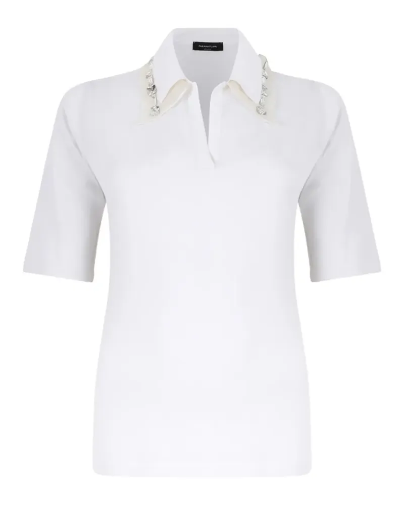 Fabiana Filippi crystal-embellished polo-collar T-shirt - Weiß Weiß