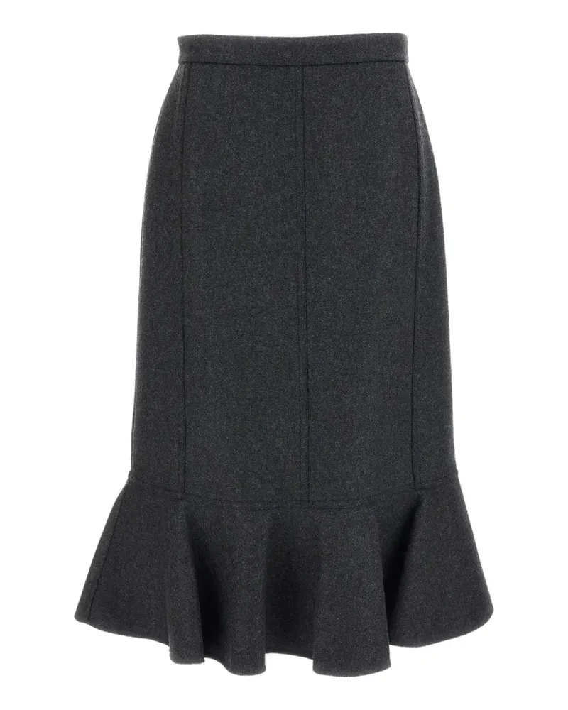 PLAN C ruffled-hem midi skirt - Grau Grau