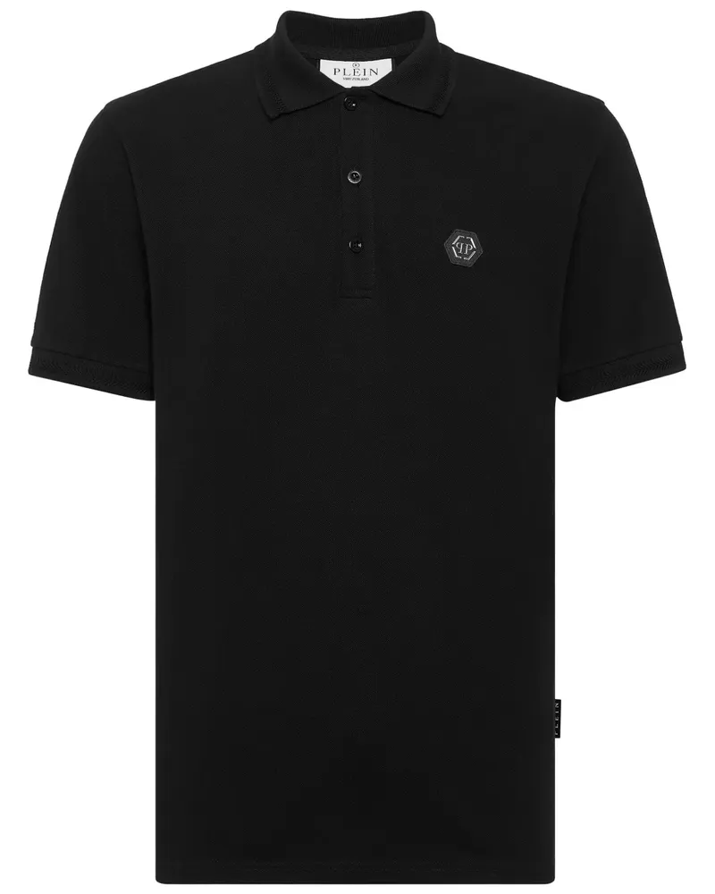 Philipp Plein Poloshirt mit strassverziertem Totenkopf - Schwarz Schwarz