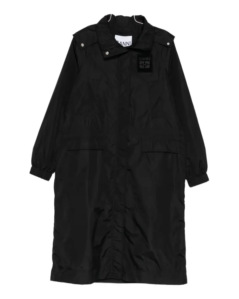 Ganni logo-patch coat - Schwarz Schwarz