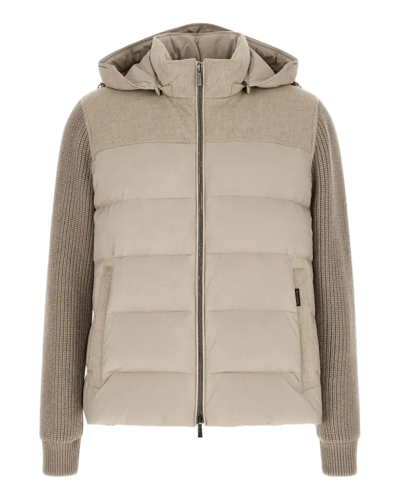 MOORER quilted panelled hooded jacket - Nude Nude