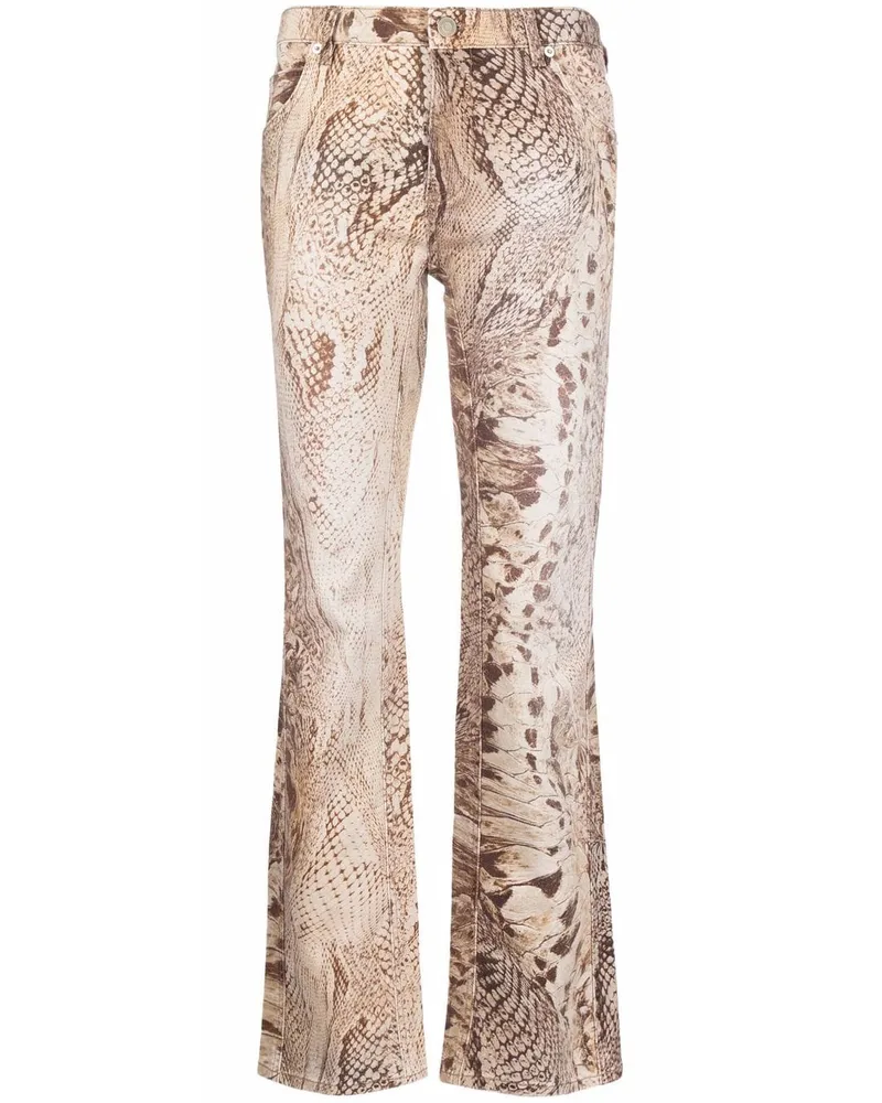 Blumarine Jeans mit Schlangenleder-Print Nude