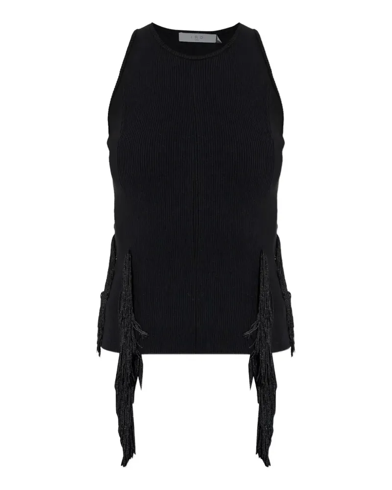 IRO Flocon fringe ribbed top - Schwarz Schwarz