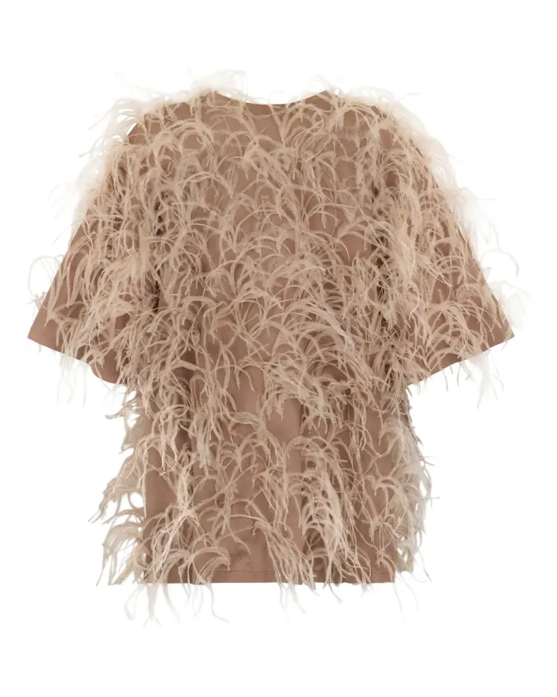 Valentino Garavani feathered T-shirt - Nude Nude