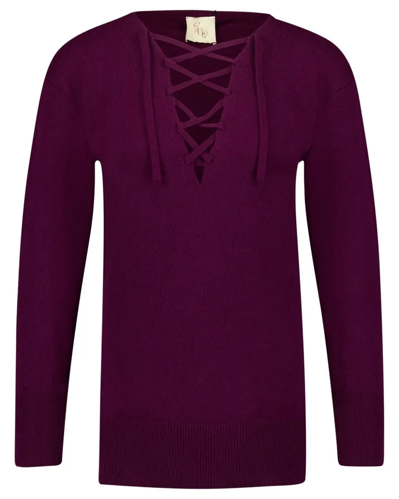 PAULA Kaschmirpullover mit Schnürung - Violett Violett