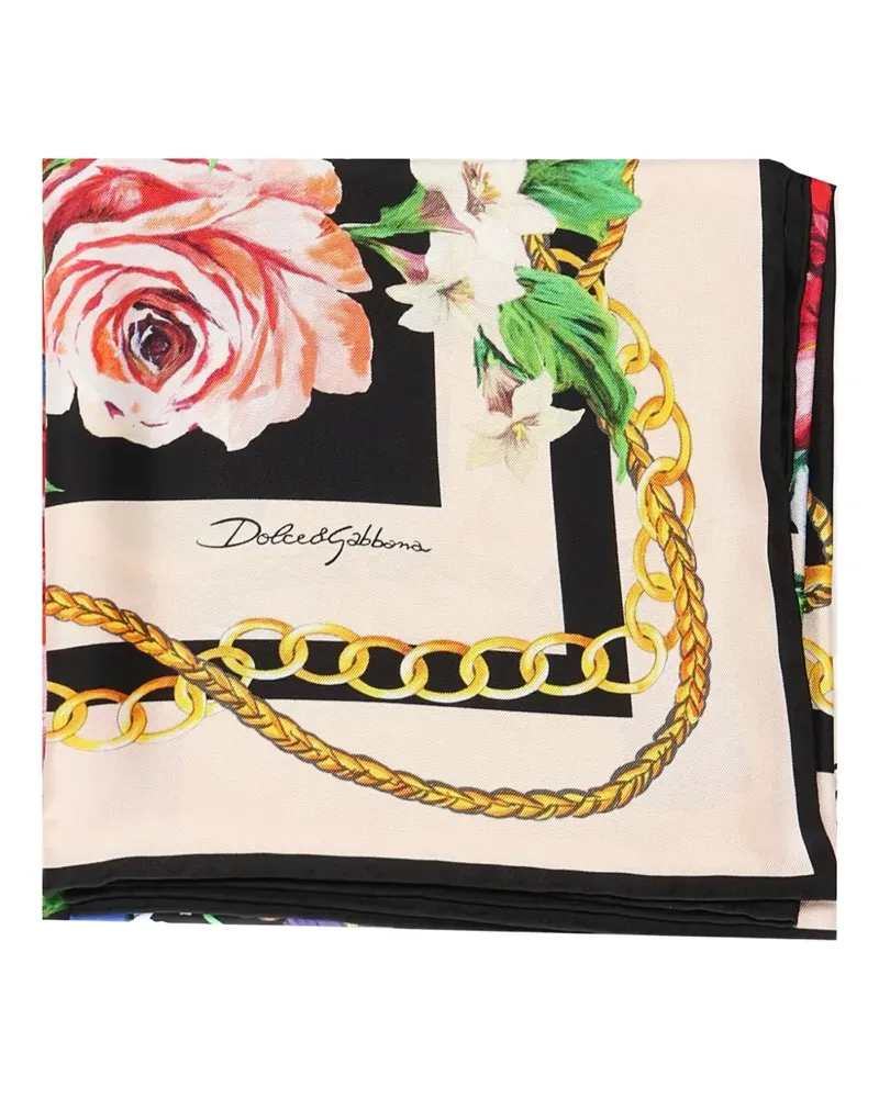 Dolce & Gabbana Seidenschal mit Blumenkette - Nude Nude