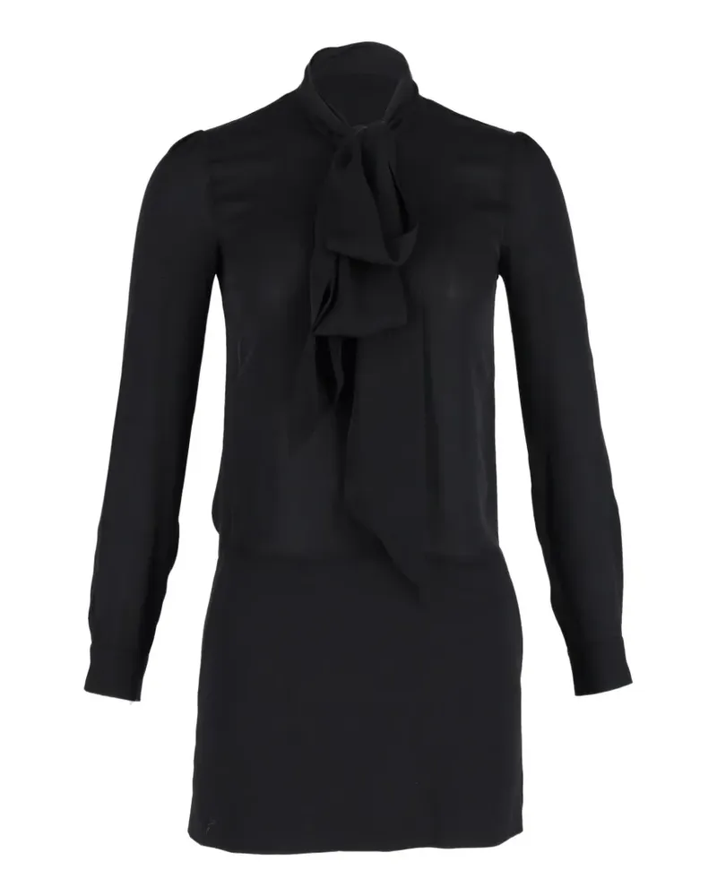 Theory bow-detail long-sleeve mini dress - Schwarz Schwarz