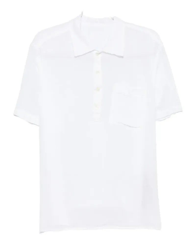 120% Lino short-sleeves chest-pocket polo shirt - Weiß Weiß