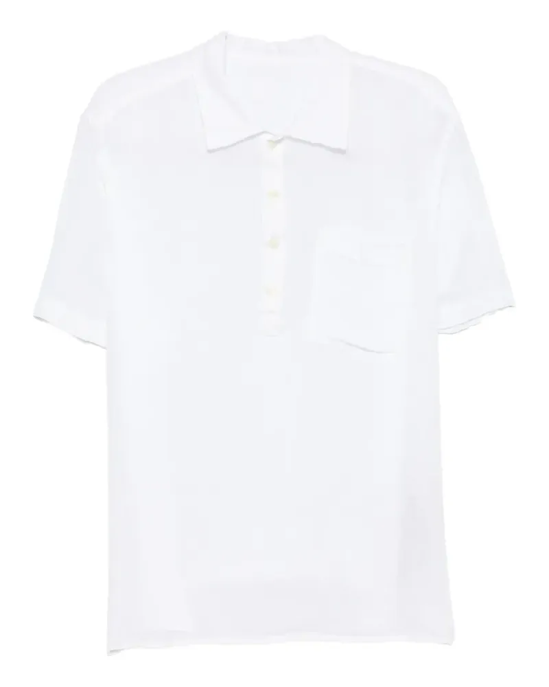120% Lino short-sleeves chest-pocket polo shirt - Weiß Weiß