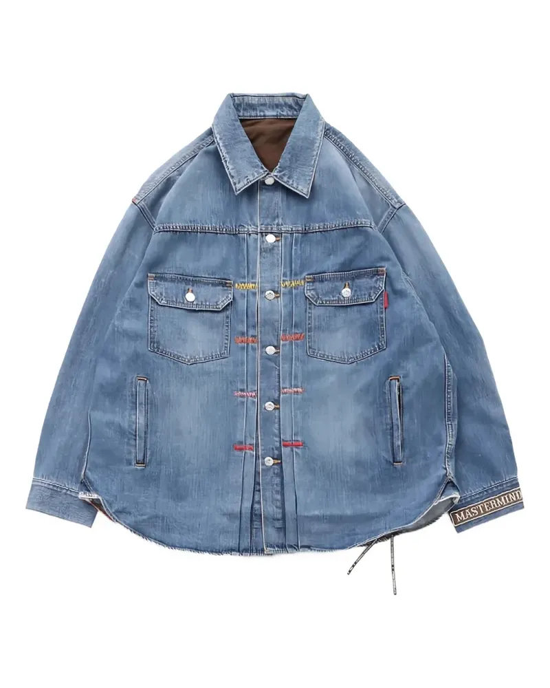 Mastermind World skull-patch panelled denim jacket - Blau Blau