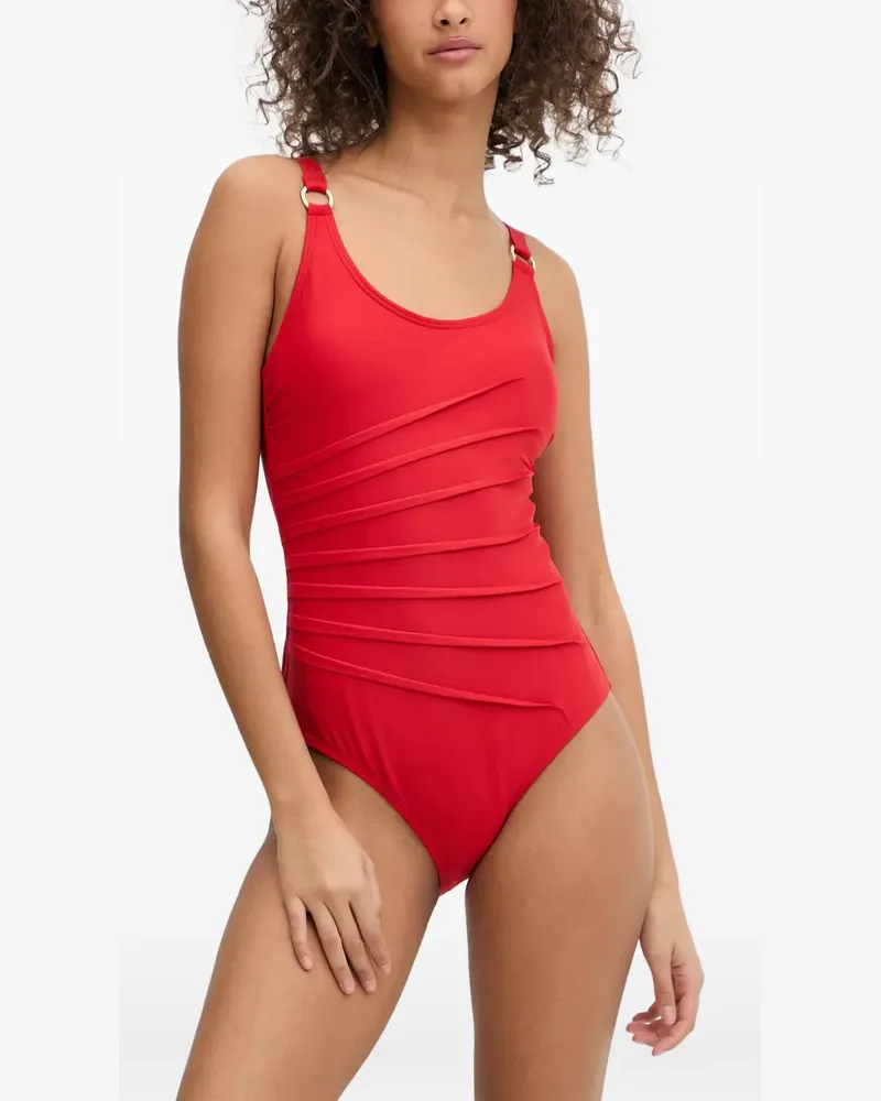 DKNY pleated ring-detail swimsuit - Rot Rot