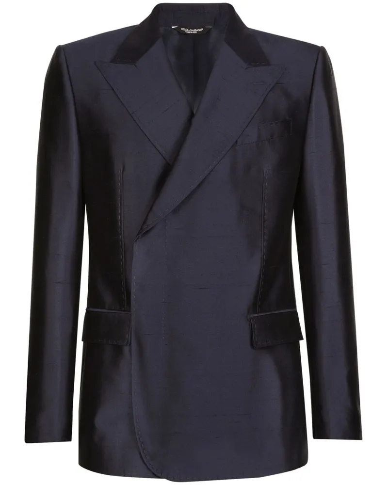 Dolce & Gabbana Doppelreihiges Jackett aus Seide - Blau Blau