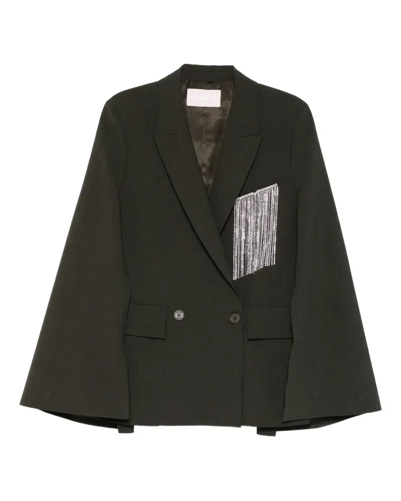 Circus Hotel Doppelreihiger Mantel mit Fransen - Grün Grün