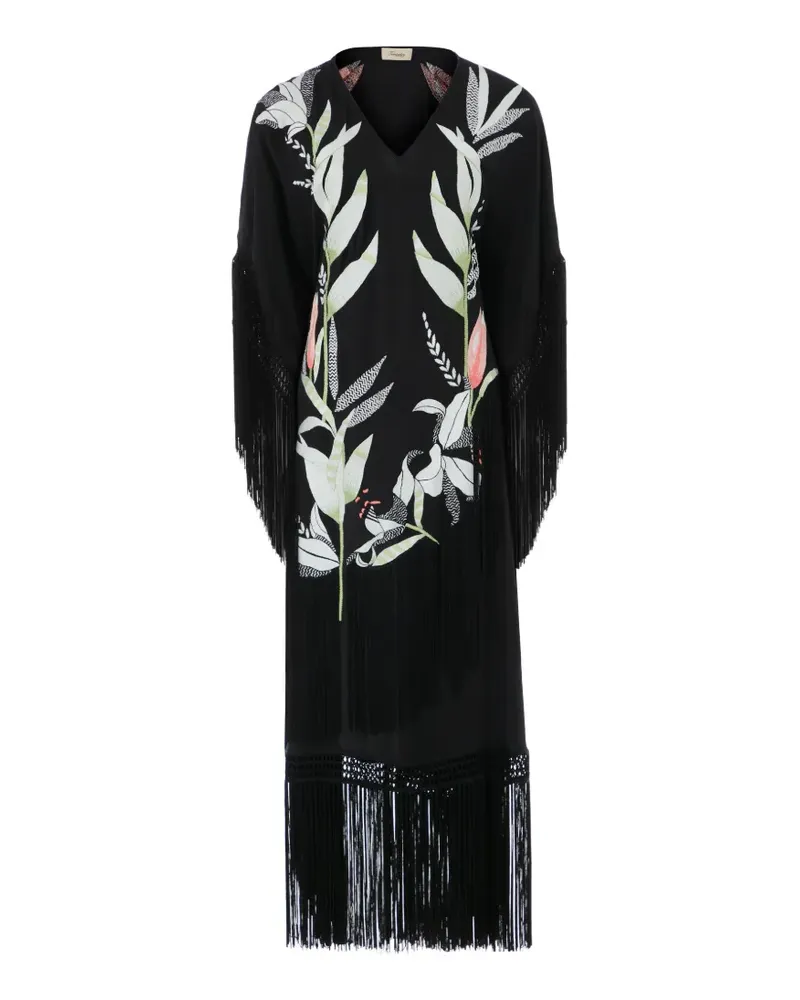 Temperley London Madeline fringed midi dress - Schwarz Schwarz