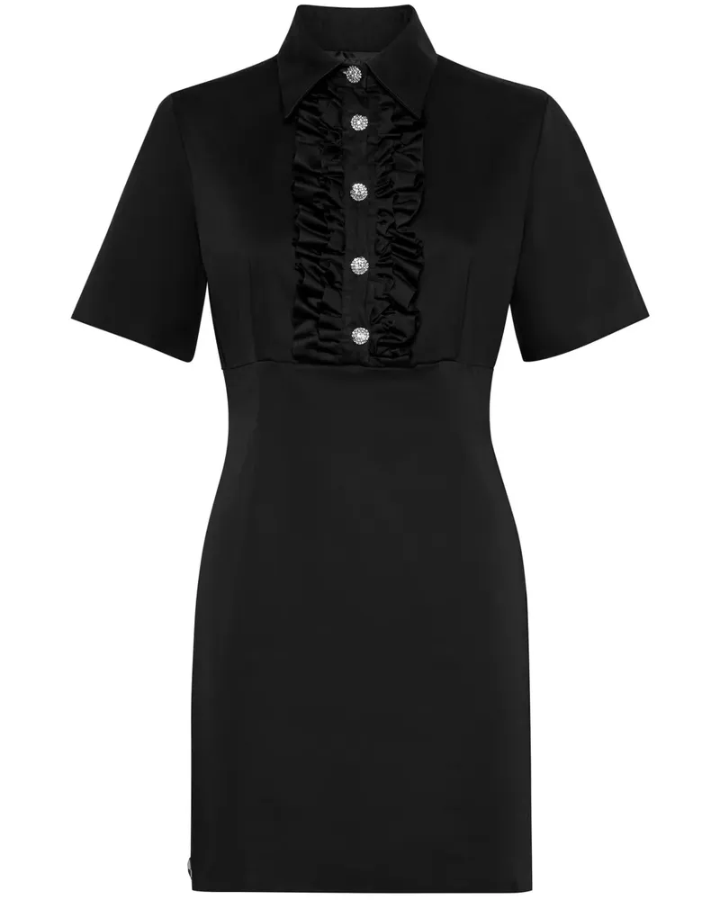 Philipp Plein Minikleid mit Rüschenbesatz - Schwarz Schwarz