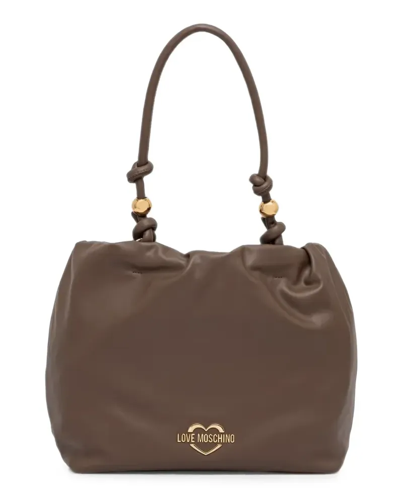 Moschino Schultertasche mit Perlen und geknotetem Henkel - Braun Braun