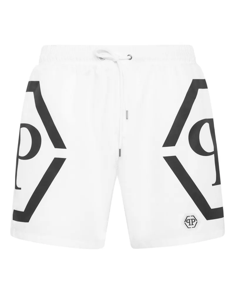 Philipp Plein Badeshorts mit Logo-Print - Weiß Weiß