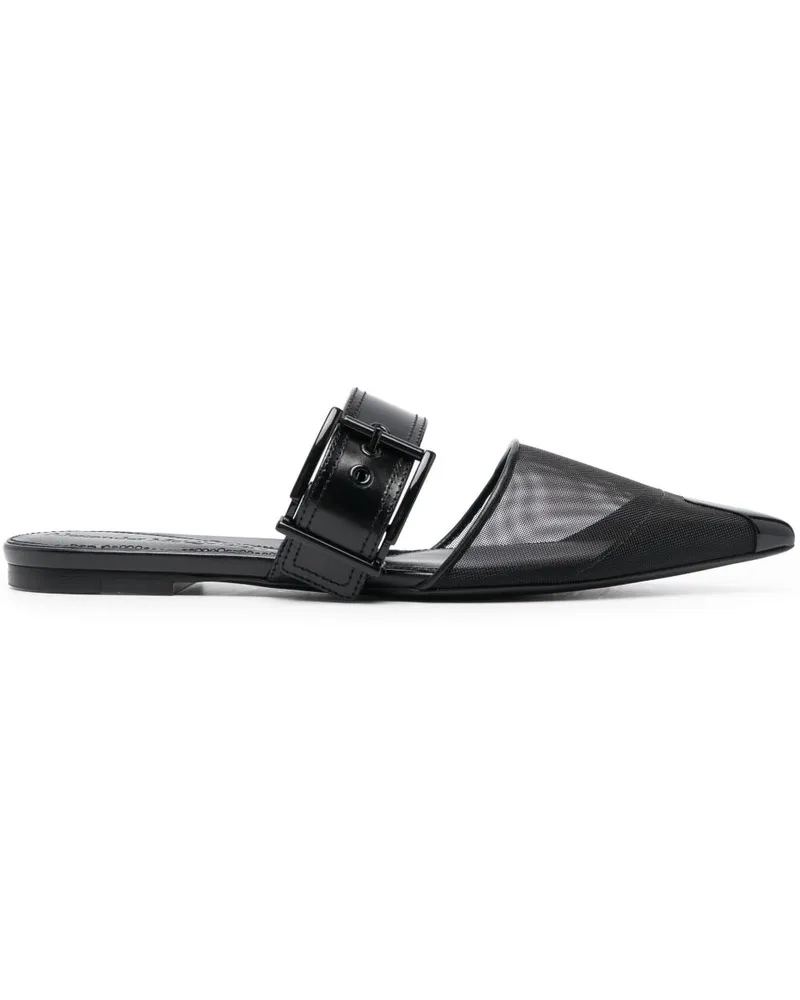 Alexander McQueen Flache Punk Mules mit spitzer Kappe - Schwarz Schwarz
