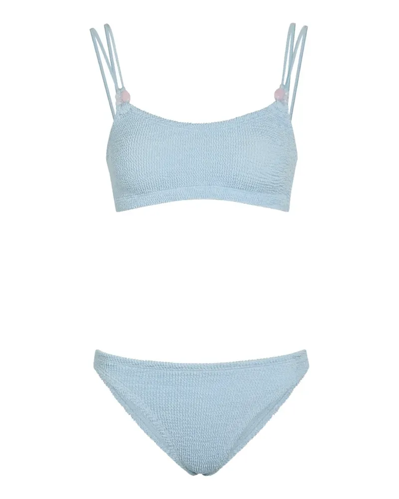 Hunza G Cassie beaded crinkle-effect bikini - Blau Blau