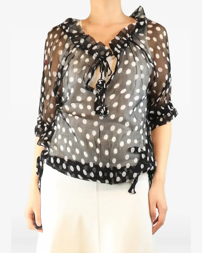 Lee Mathews polka dot sheer top - Schwarz Schwarz