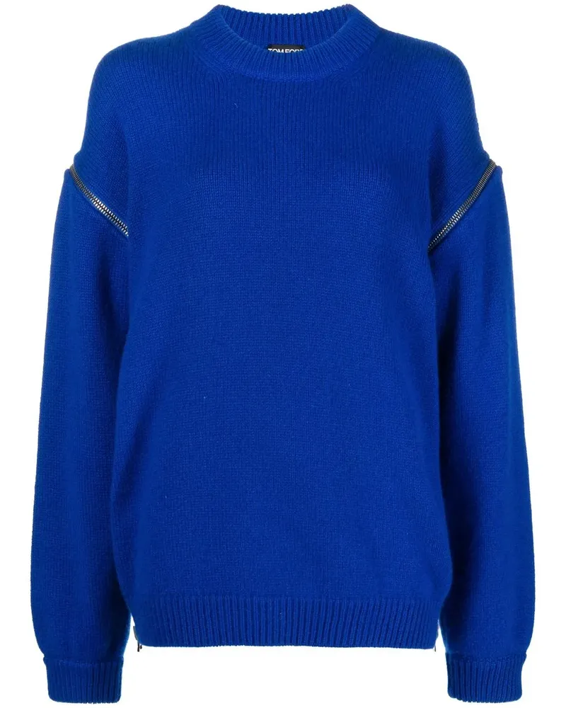 Tom Ford Kaschmirpullover mit Reißverschluss - Blau Blau