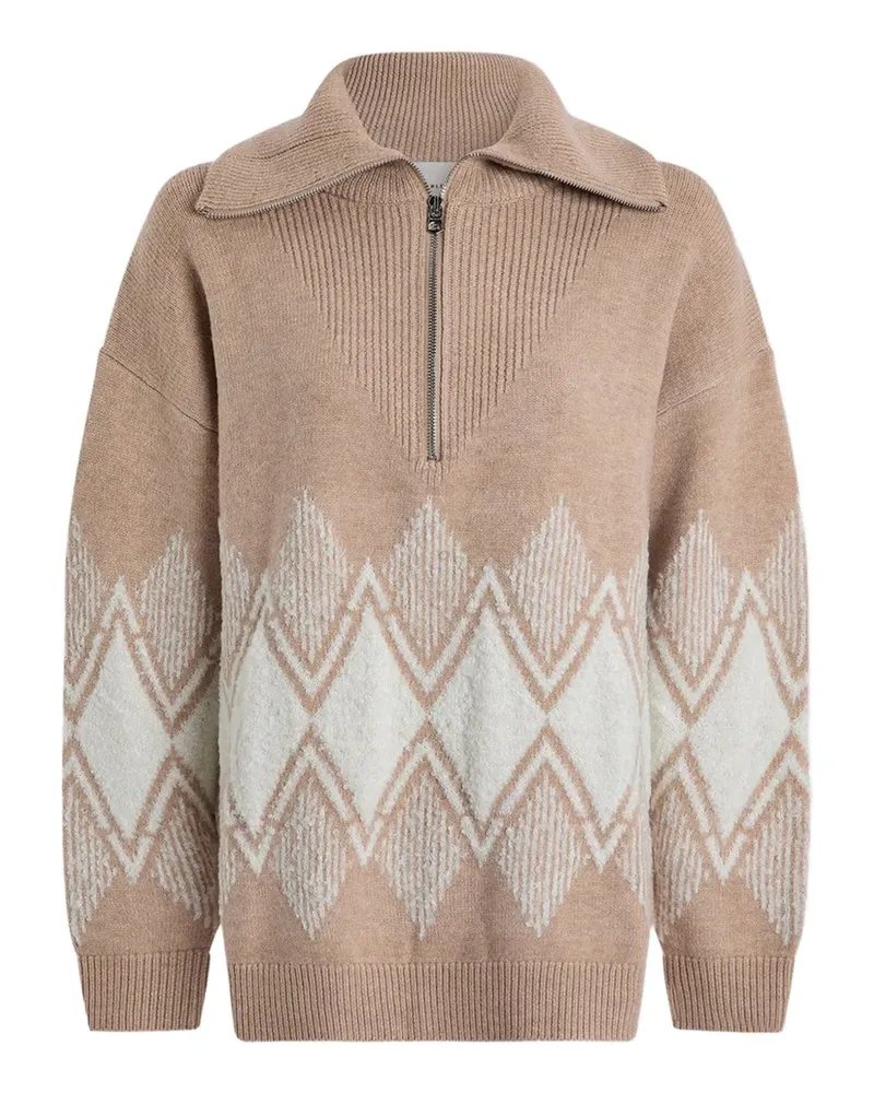 Varley Betty jacquard half-zip sweater - Nude Nude