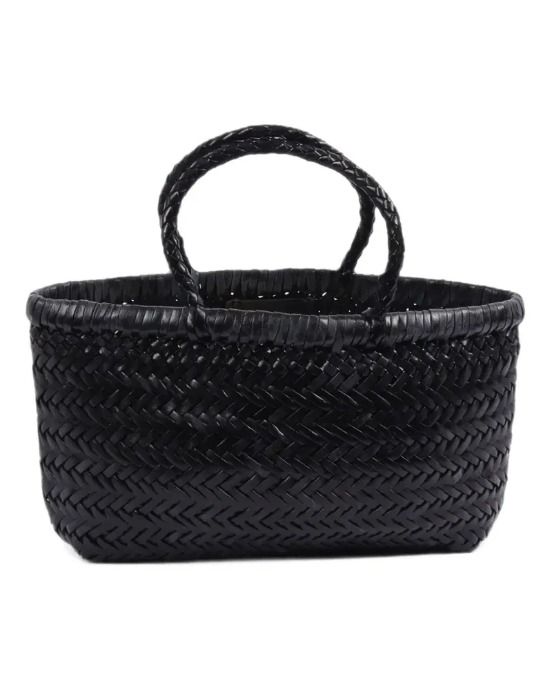 Dragon Diffusion mini Gora woven leather tote bag - Schwarz Schwarz