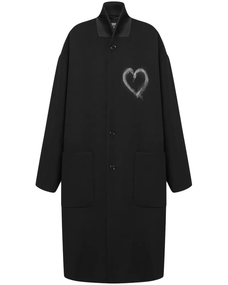 Moschino Mantel mit Kontrastkragen - Schwarz Schwarz