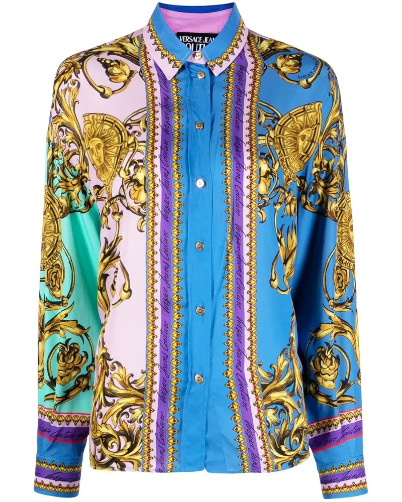 Versace Jeans Hemd mit Barock-Print - Blau Blau